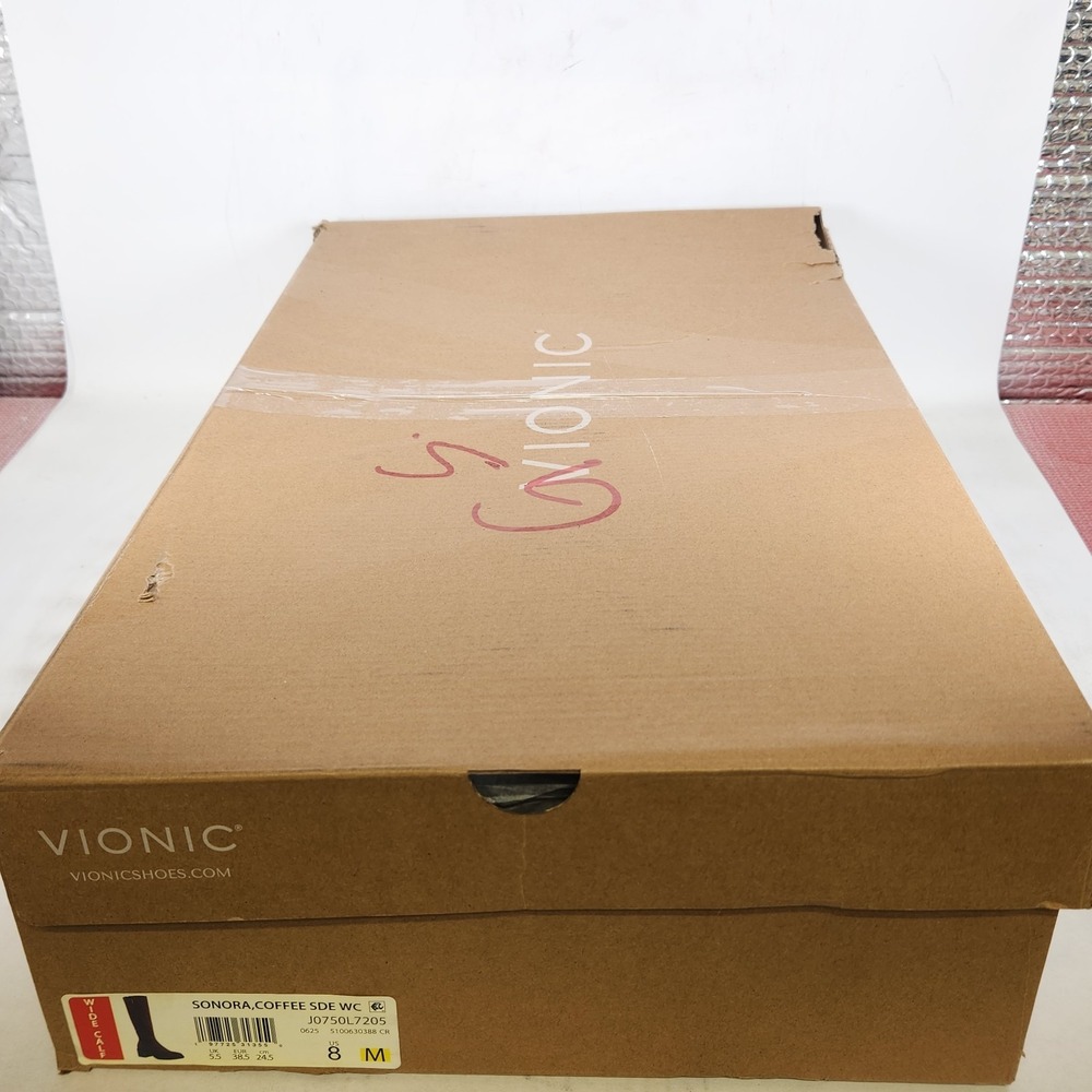 Vionic Sonora Tall Boots Women Size 8 Coffee Suede Wide Calf Block Heel - Picture 10 of 11